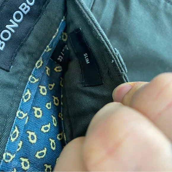 Bonobos Dark Green Men's Slim Pants sz 33/32 - Picture 5 of 7